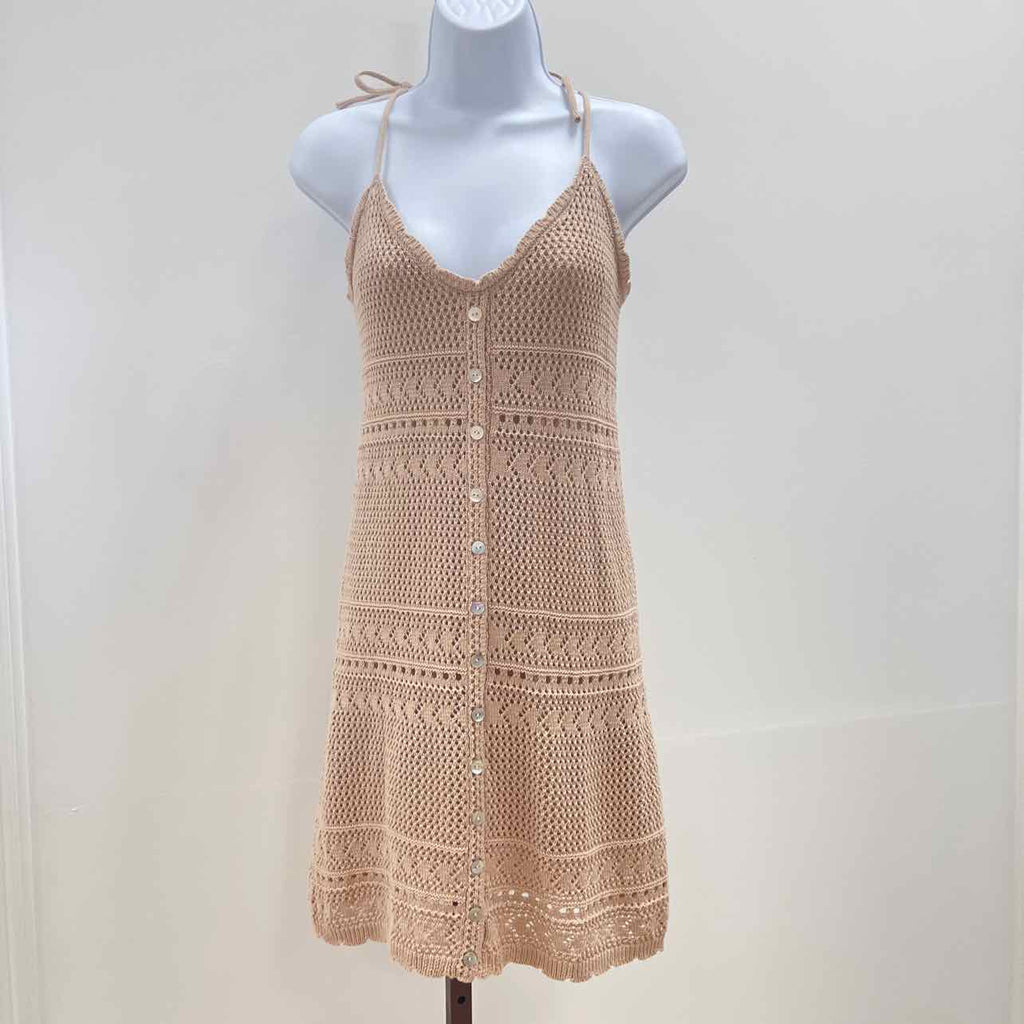 hippie rose Size L Crochet Tie-Strap Mini Dress