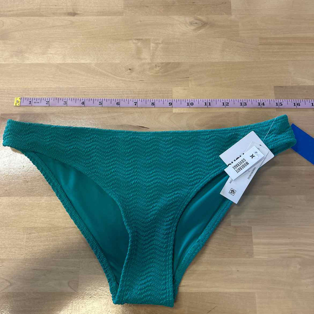 Hurley Size L Green Ribbed New Swimsuit Bottom