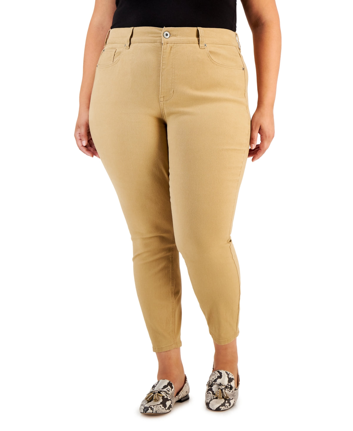 Celebrity Pink Trendy Plus Size High Rise Skinny Jeans - Khaki