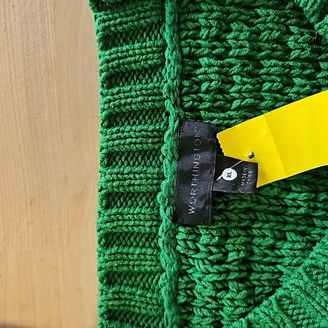Worthington Size XL Green Knit Sweater
