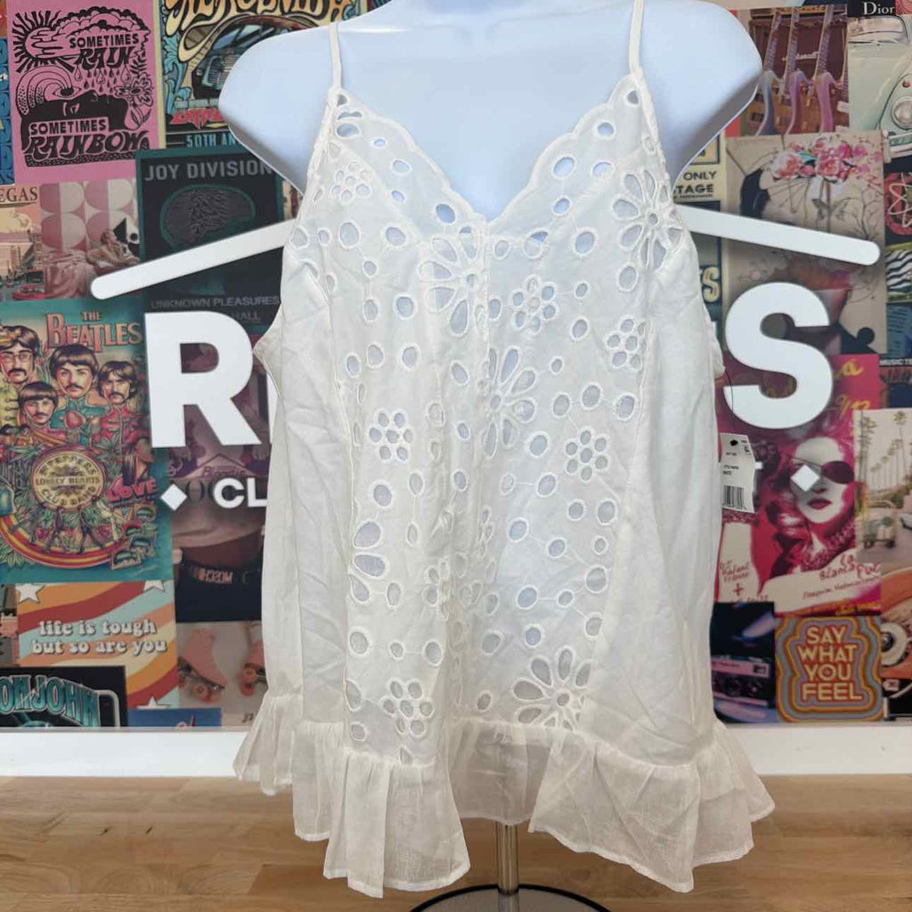 BCX Size L Cotton Eyelet Tank Top