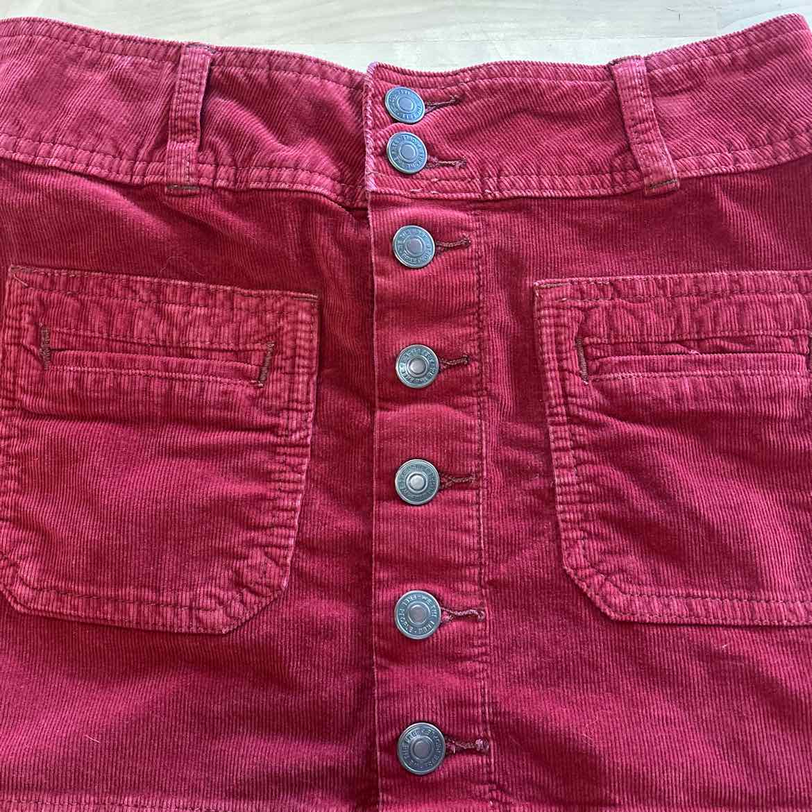 we the free Size 24 Red Corduroy Preloved Skirt