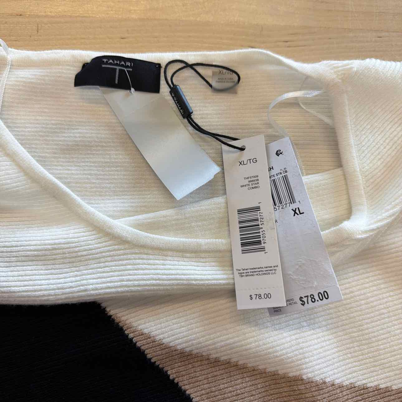 Tahari Size XL Black White New Sweater