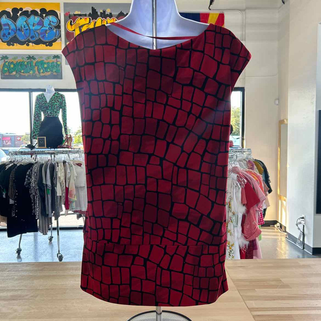 Kenneth Cole Size L Red/Black Preloved Sleeveless