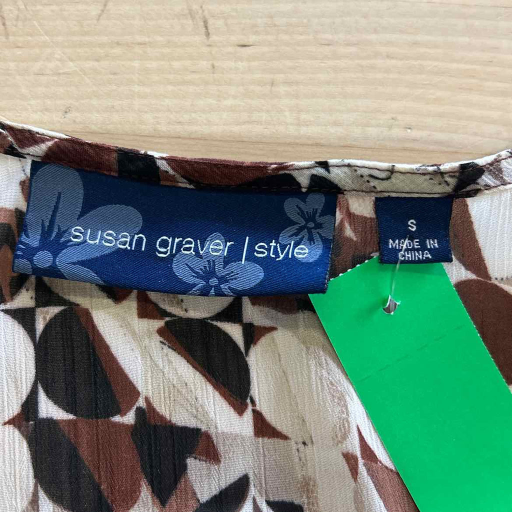 Susan Graver Size S Brown Polyester Preloved Blouse SS
