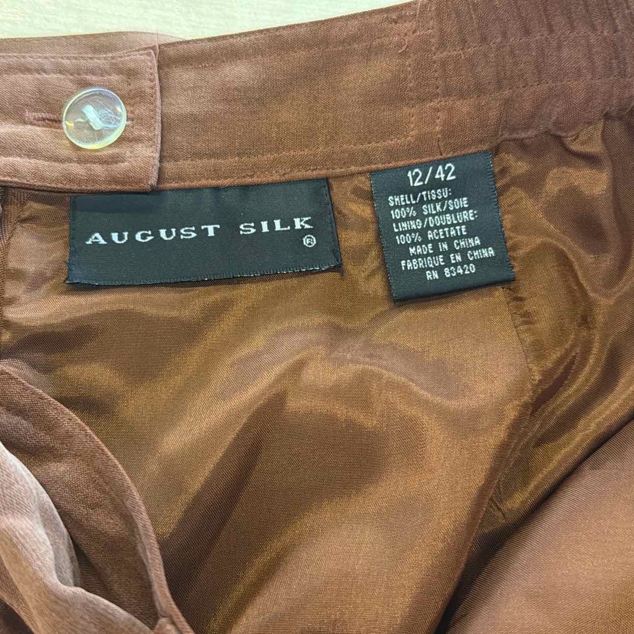 August Silk Size 12 Brown Silk Preloved Skirt