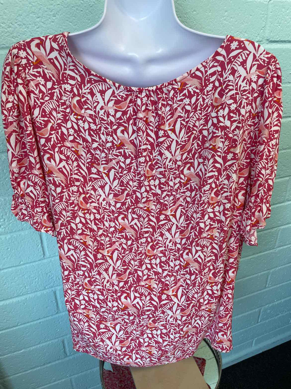 Loft Size L Beige & Pink Shirt