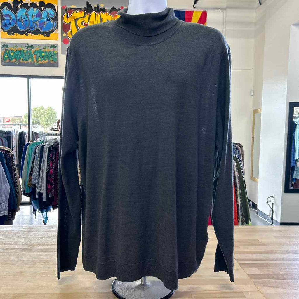 Alfani Men's Merino Wool-Blend Turtleneck Sweater - Dark Lead Heather