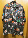 Ferugini Men Short Sleeve Polyester Card, Dice & Slots Gambling Shirt Size Xl