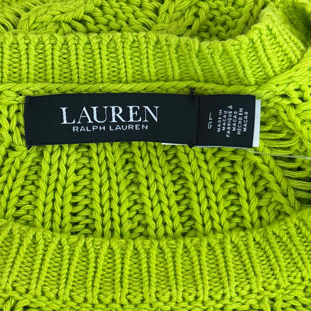 Lauren Ralph Lauren Women's Pointelle-Knit Cotton Crewneck Sweater - Lime Chartr