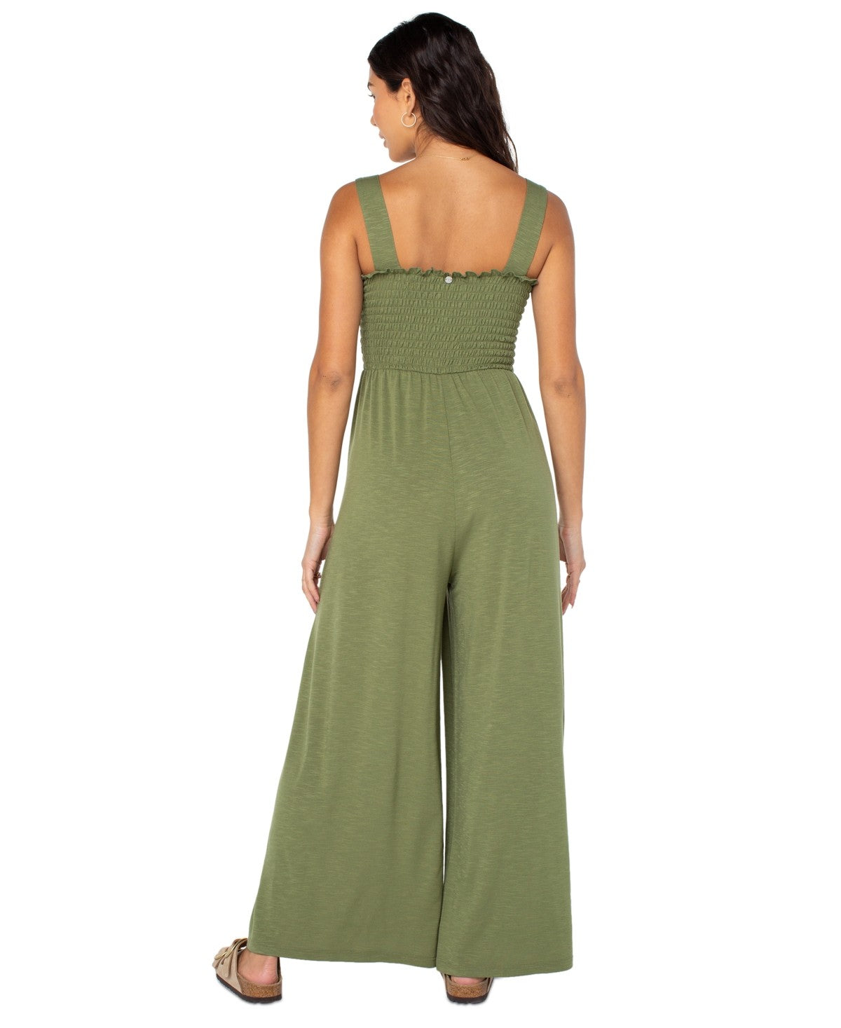 Roxy Just Passing by Smocked Jumpsuit - Loden Green