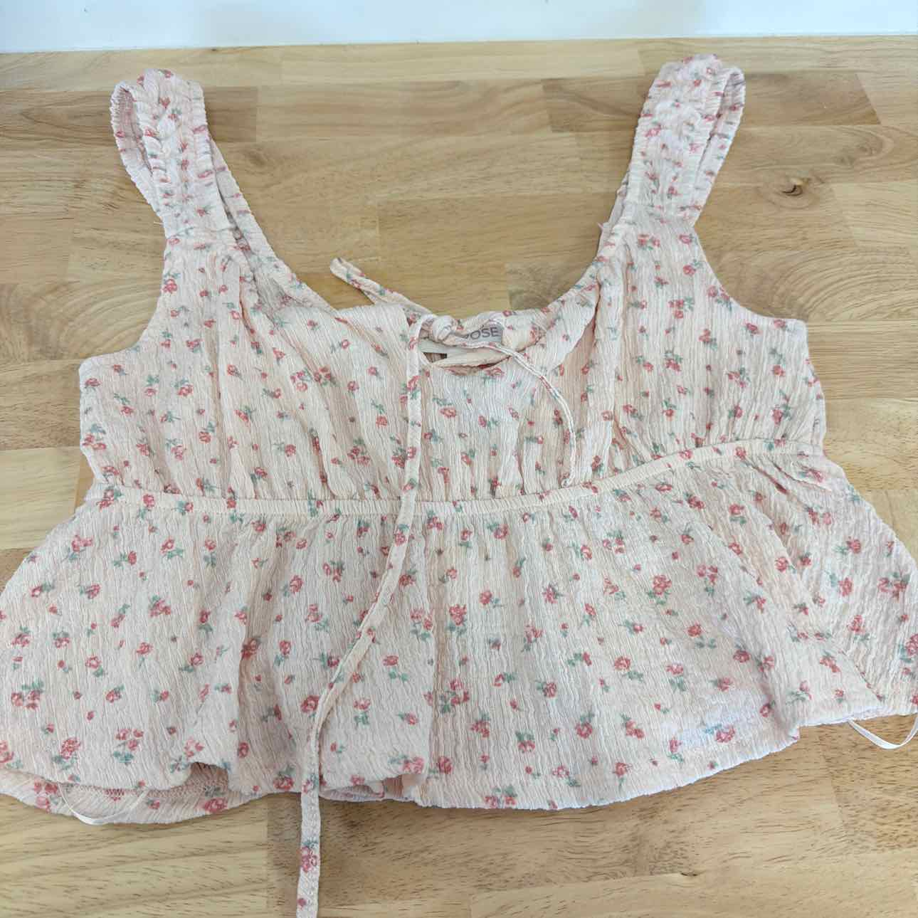 pink rose Size M Floral Printed Sleeveless Peplum Top - Blush Floral