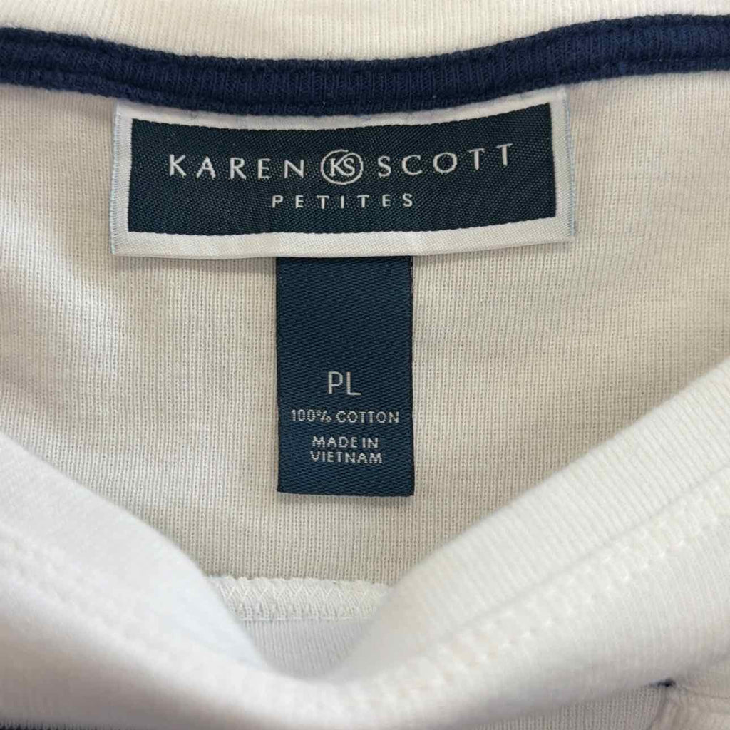 Karen Scott Size PL White/Blue Preloved T-shirt
