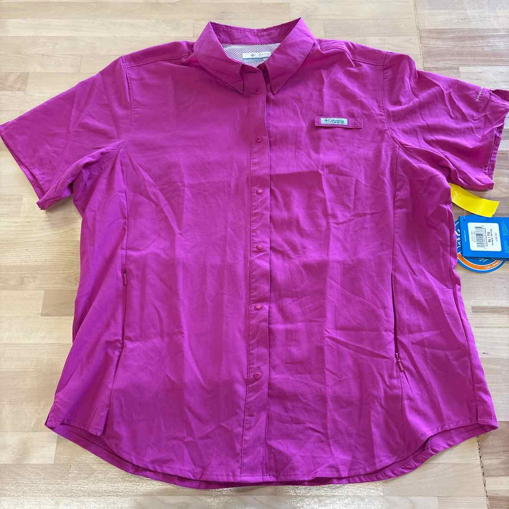 Columbia Size XL Pink Button Down Shirt