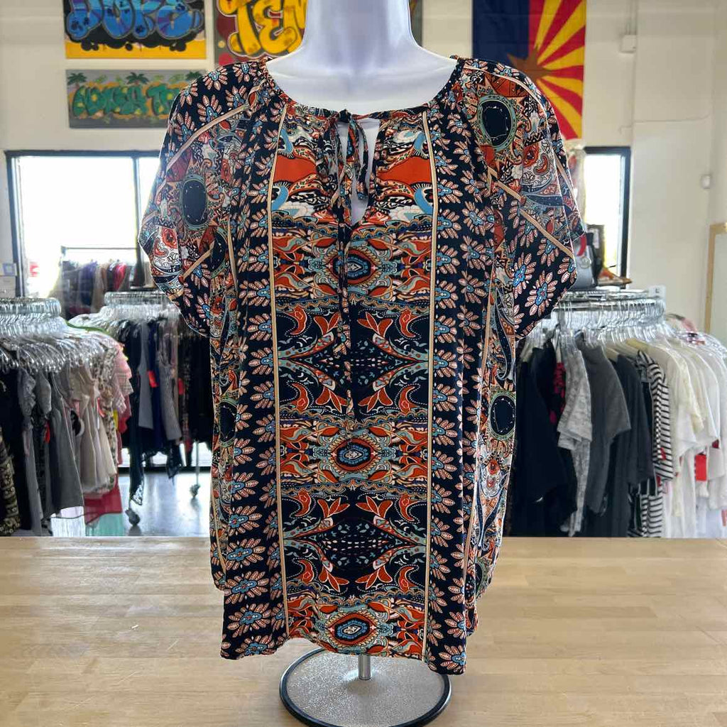 Angashion Size XL Orange blue beige Preloved Blouse SS