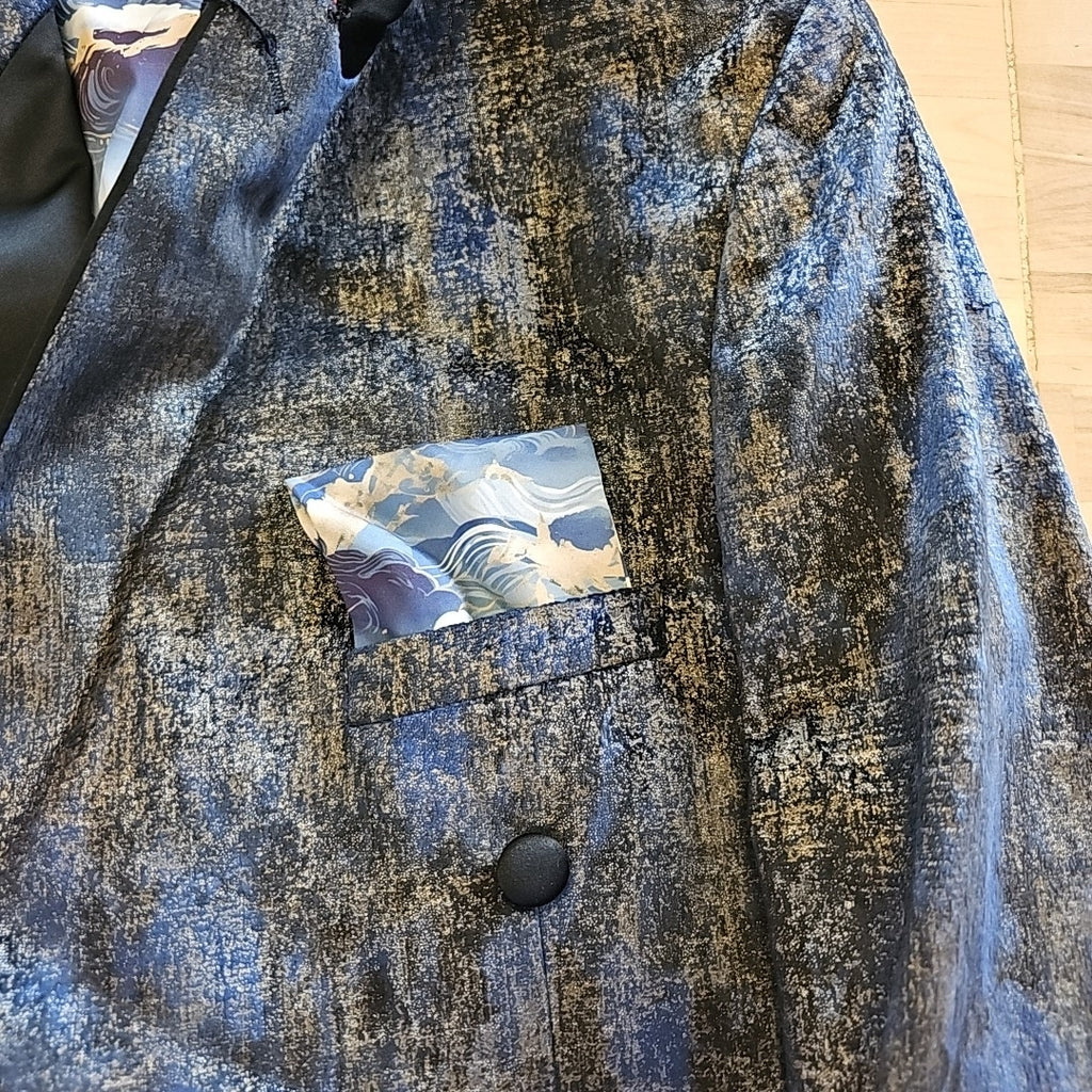 Paisley & Gray Men's Slim-Fit Double-Breasted Tuxedo Jacket - Blue and Gold