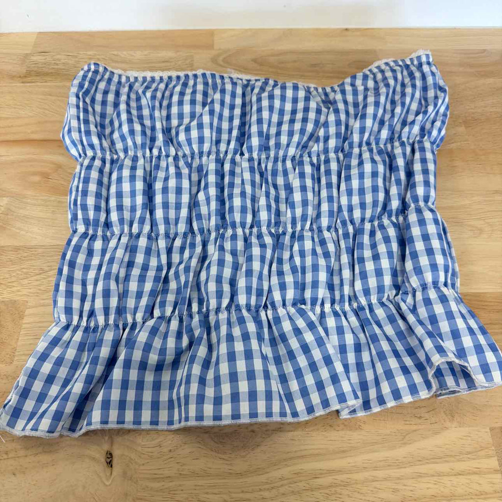 Rebellious One Size LGingham Shirred Strapless Top - Baby Blue