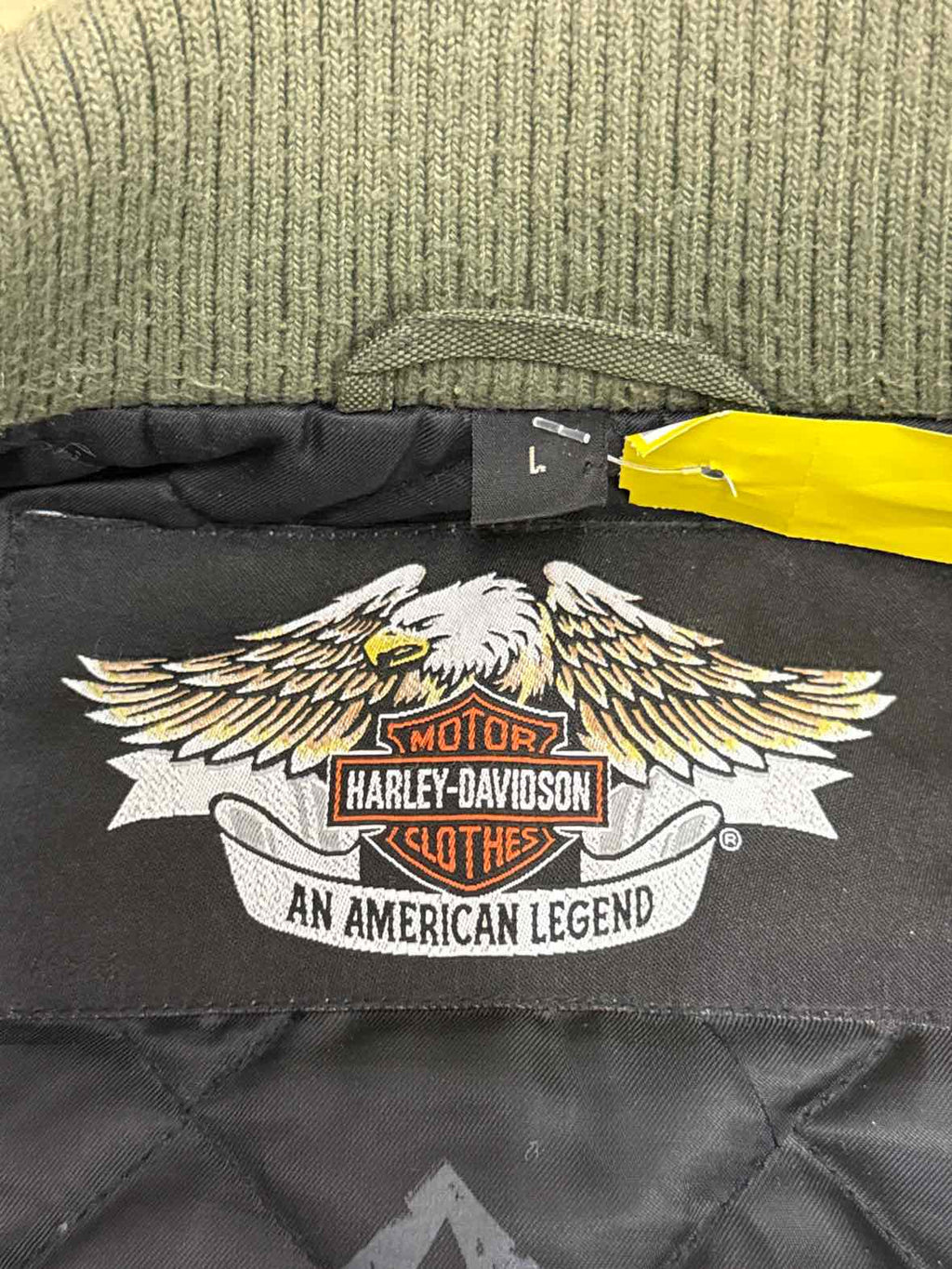 Harley Davidson Size L Mens Olive Green Bomber Flight Jacket