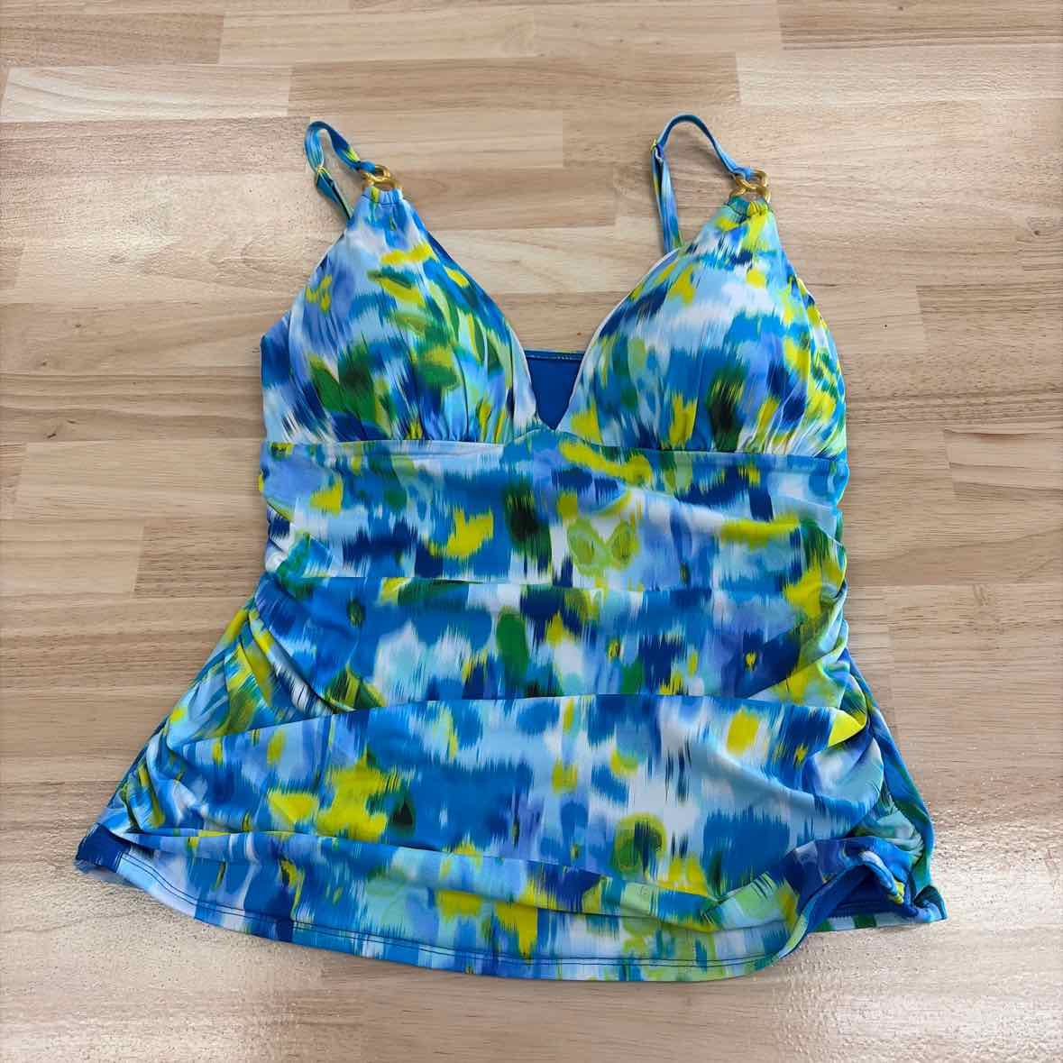 Bleu Size 12 Life's a Beach V Neck Tankini Top