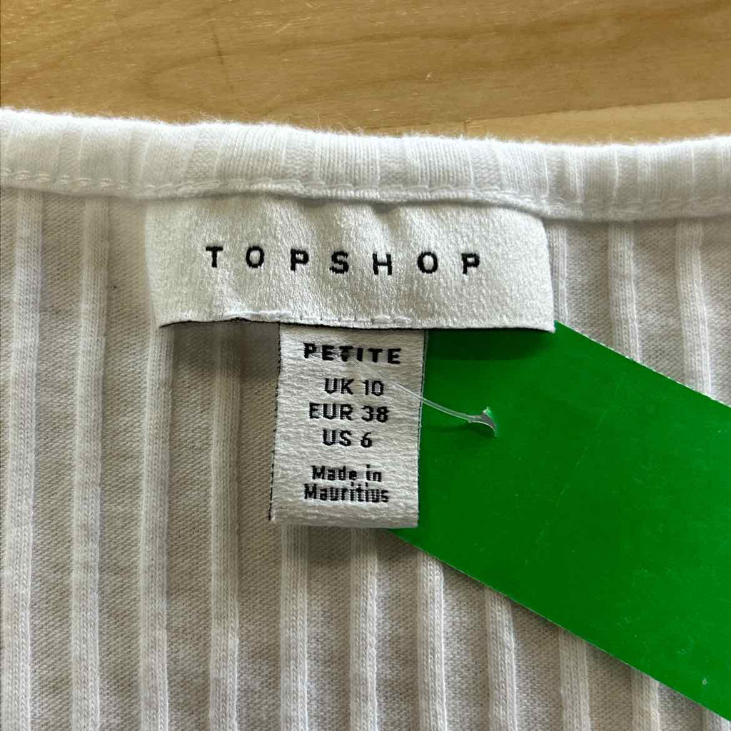 topshop Size 6 White Preloved Crop Top