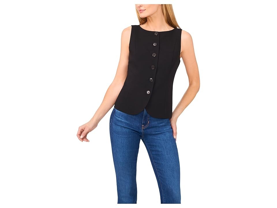 CeCe Small Black Boat Neck Vest