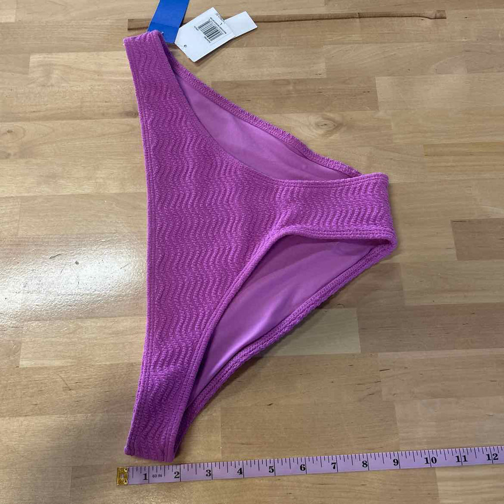 Hurley Size L Wave Srunch Moderate Bikini Bottoms - Orchid