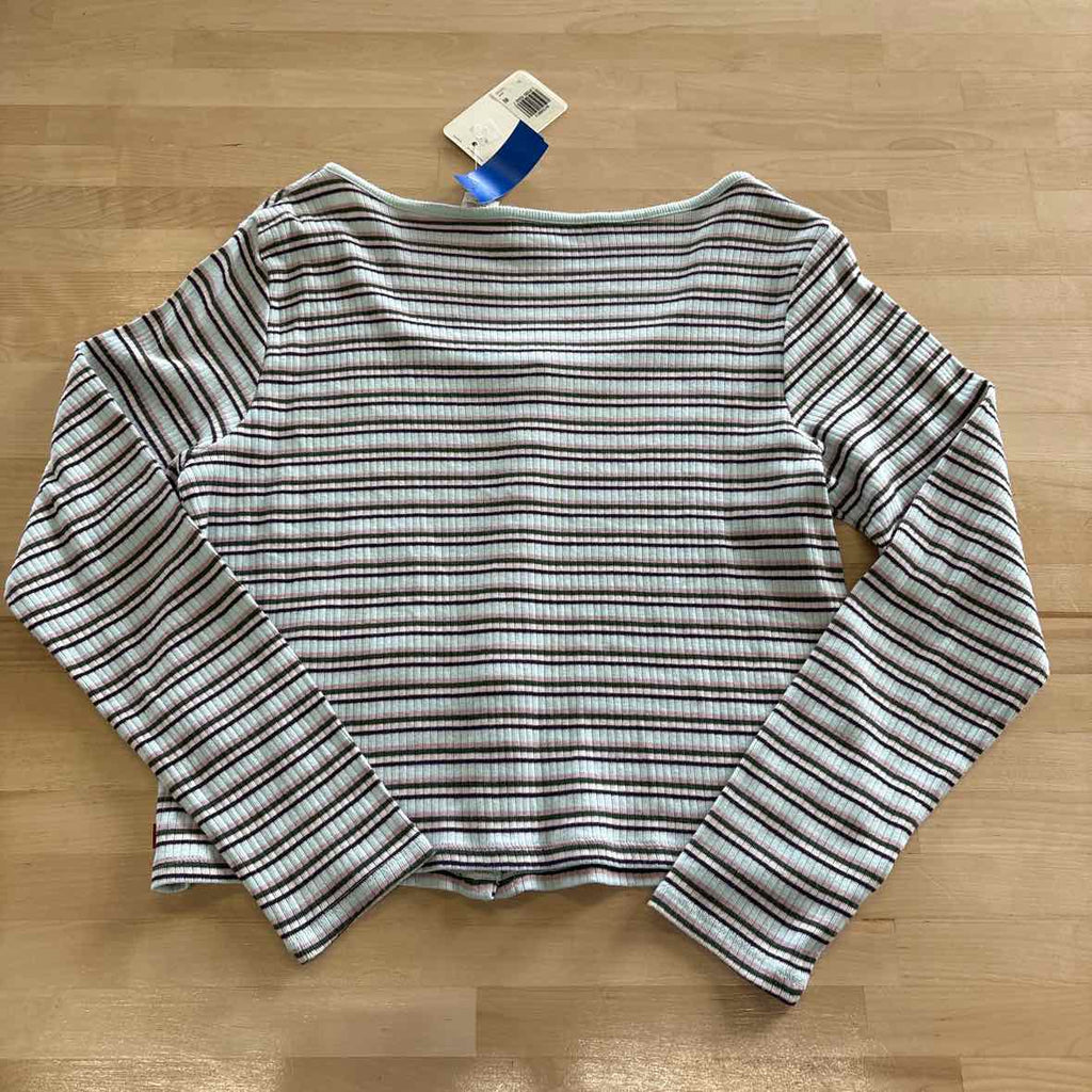 Levi's Size XL Britt Slim Fit Long-Sleeve Snap-Front Top - Fruity Stripe Paste