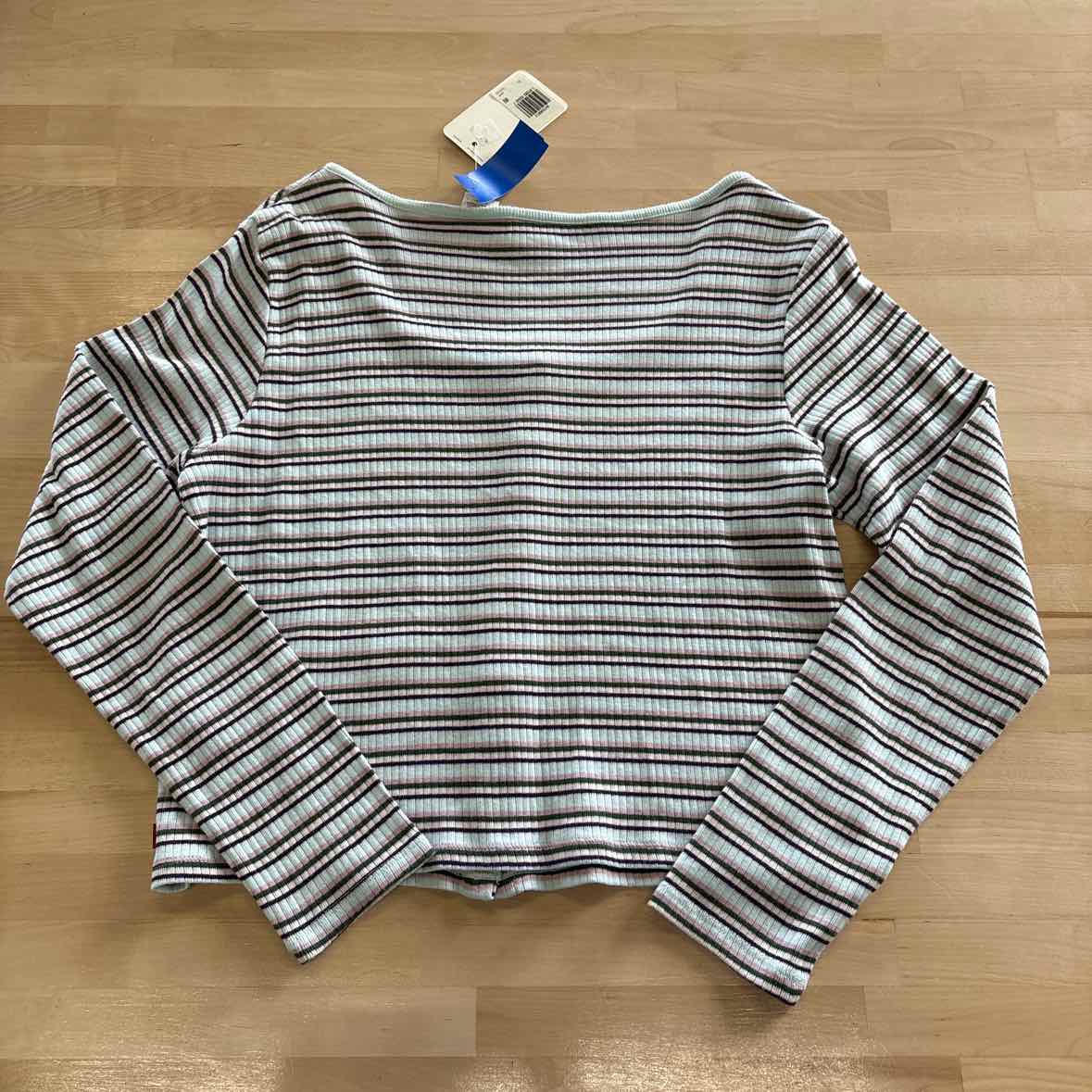 Levi's Size XL Britt Slim Fit Long-Sleeve Snap-Front Top - Fruity Stripe Paste