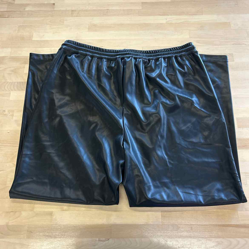 Mode of One Men's Relaxed-Fit Faux-Leather Pull-on Pants - Deep Black