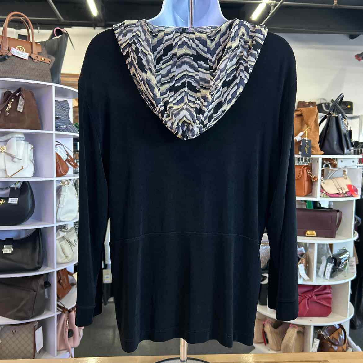 Chico's Size 2 (L) Black Acetate Preloved Blouse