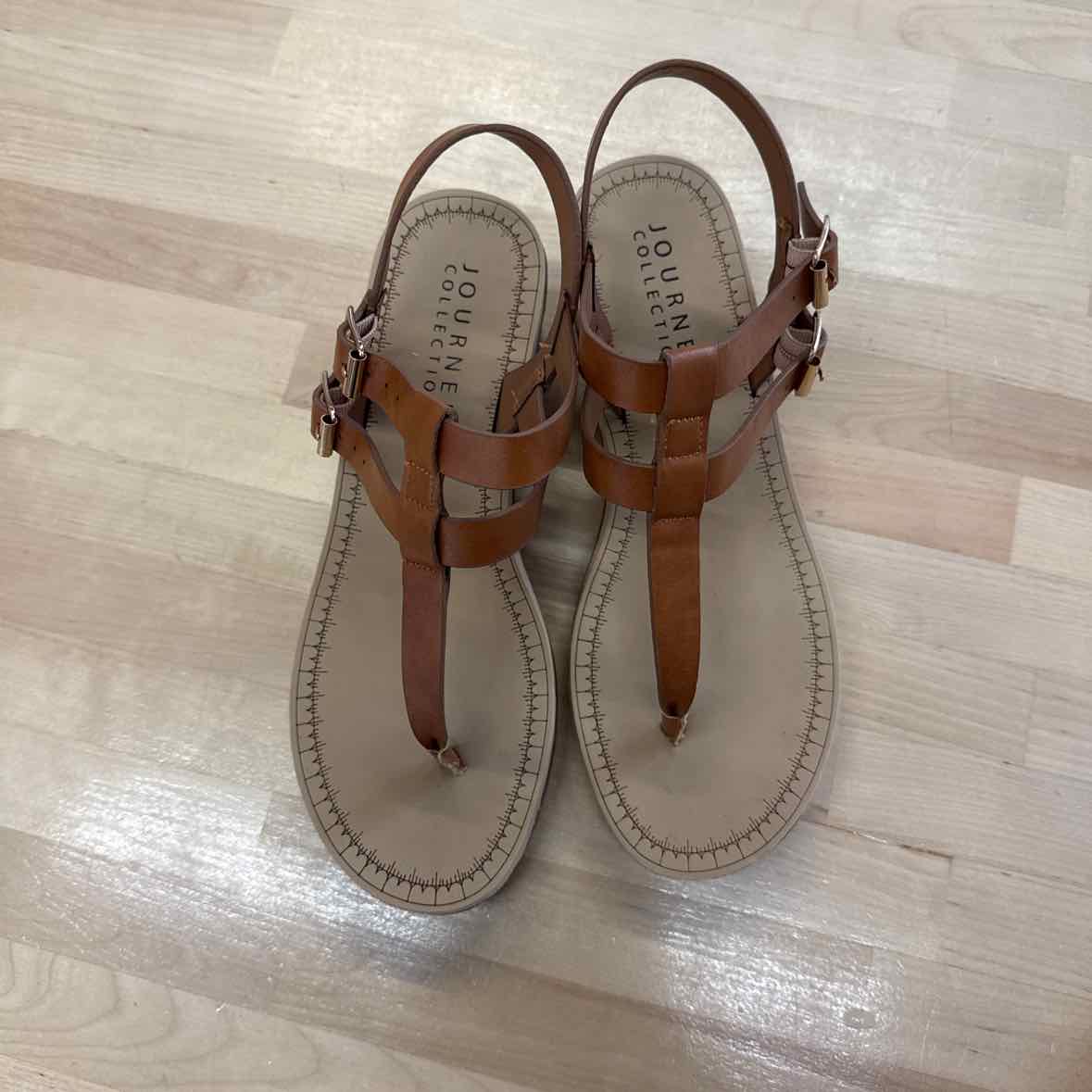 Journee Size 9 Tan Tru Comfort Foam Bianca Wedge Sandals