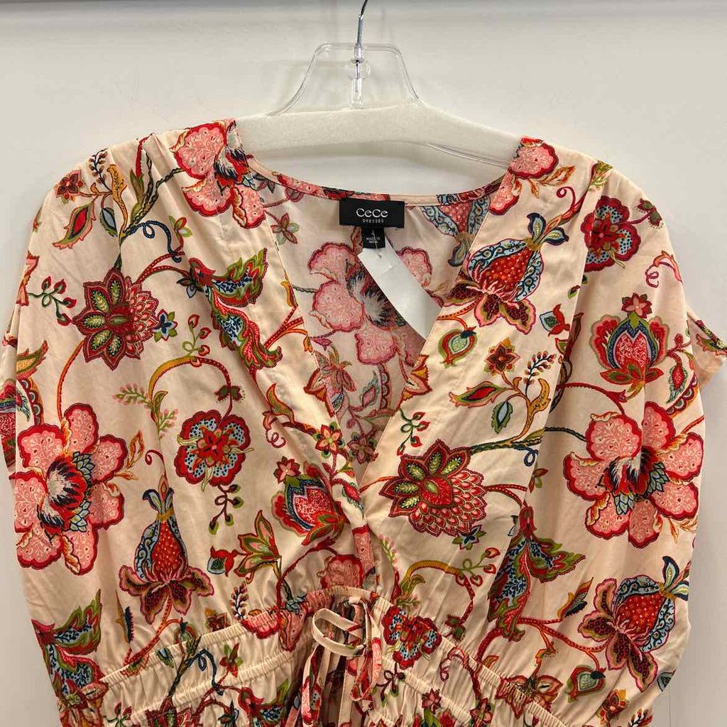 CeCe Women's Cotton Short-Sleeve V-Neck Dress - Poppy Red