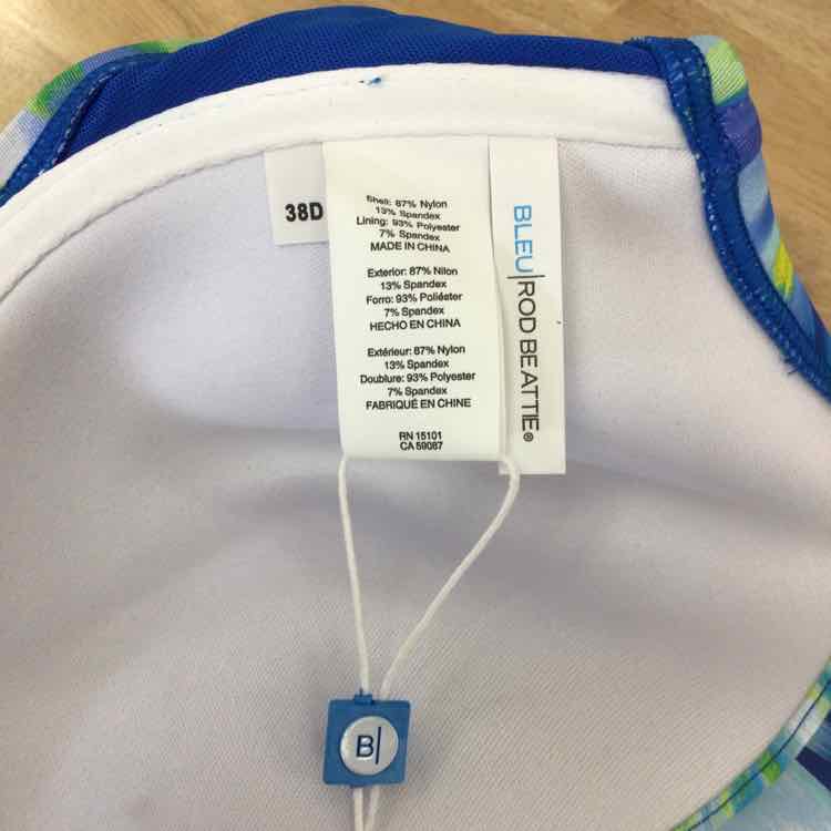 Bleu Size 38D Life's a Beach Printed Underwire Bikini Top