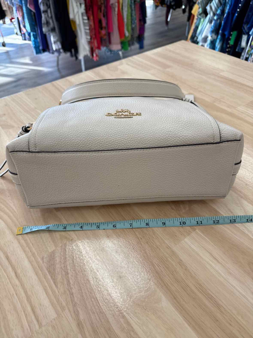 Coach White Pebbled Leather Preloved Handbag
