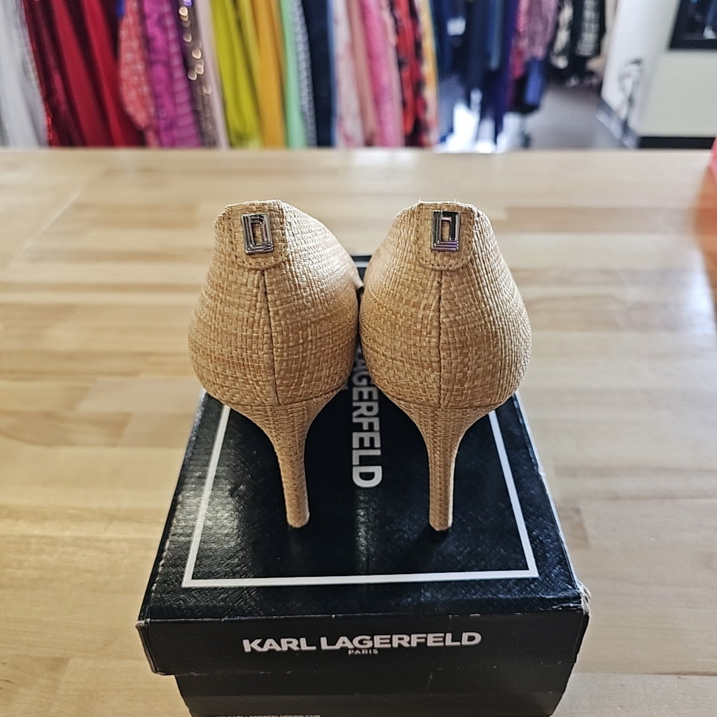 KARL LAGERFELD PARIS Womens Royale High-Heel Pumps Natural 11M