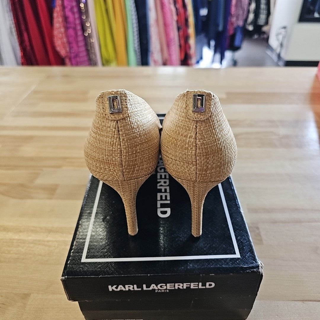 KARL LAGERFELD PARIS Womens Royale High-Heel Pumps Natural 11M