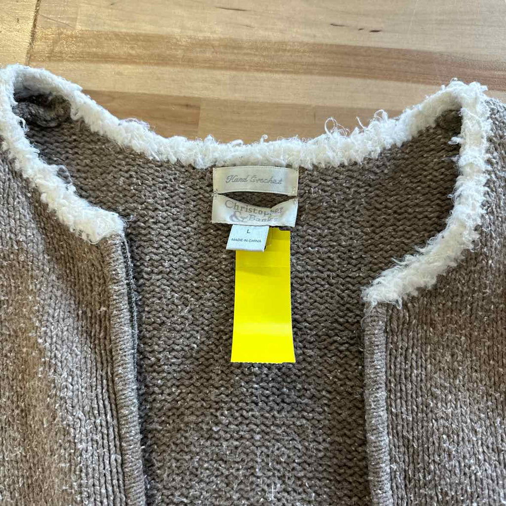 Christopher & Banks Size L Brown & White Vest