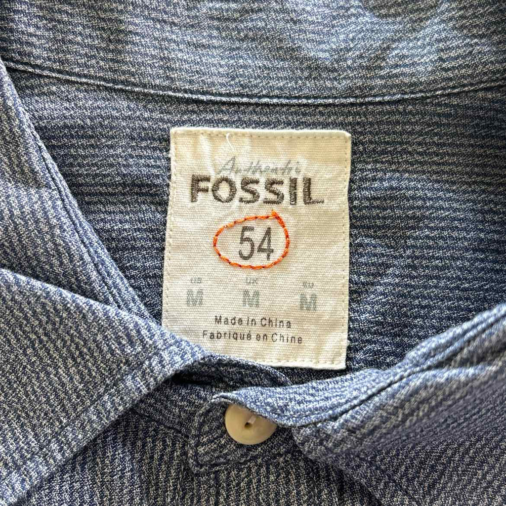 Fossil Size M Blue Preloved MENS Button Down Shirt
