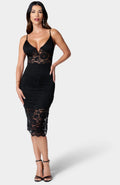 Bebe Women's Medium Lace-up Back MIDI Dress - Black