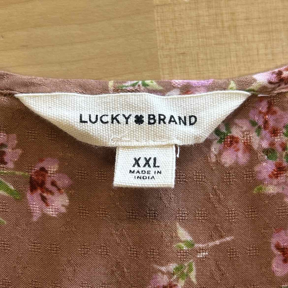 Lucky Brand Size XXL Brown Blouse