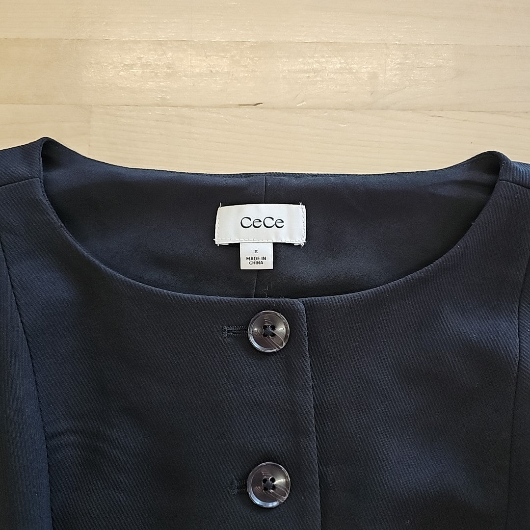 CeCe Small Black Boat Neck Vest
