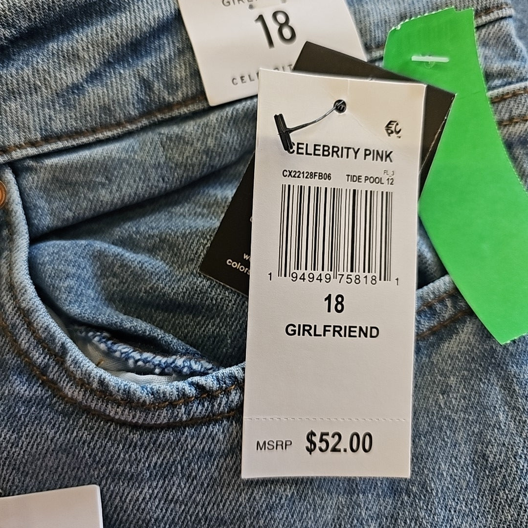 Celebrity Pink Trendy Plus Size Cuffed Girlfriend Jeans - Tide Pool - 18