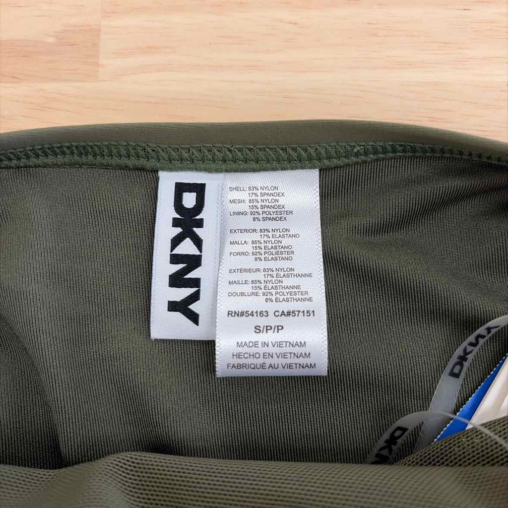 DKNY Size S Halter V-Neck Shirred Tankini Top - Moss