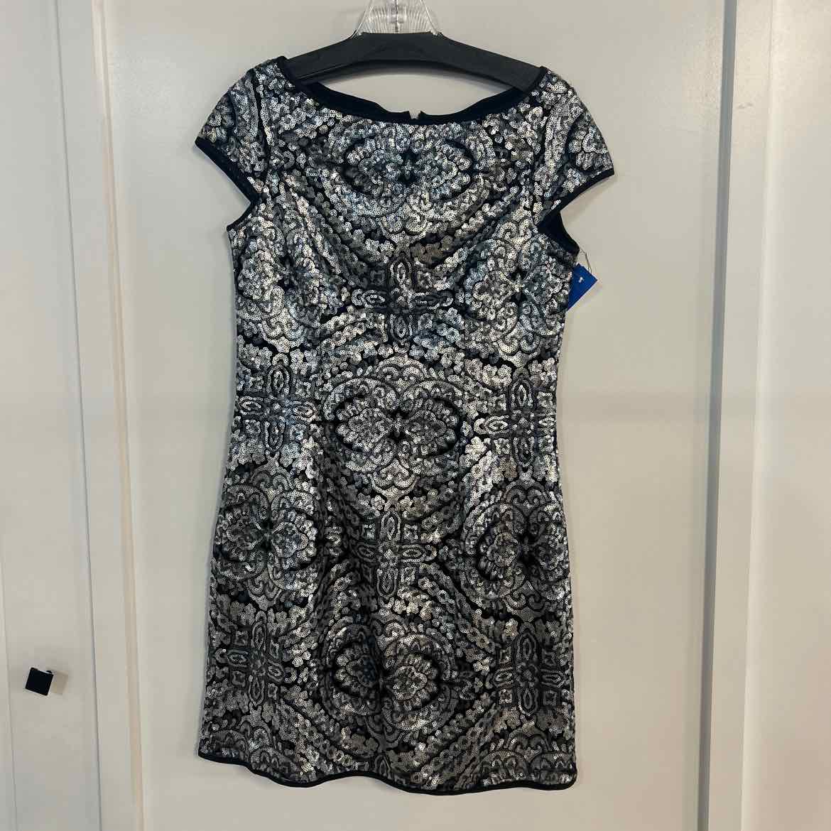 Adrianna Papell Size 4 Silver Sequined Dress