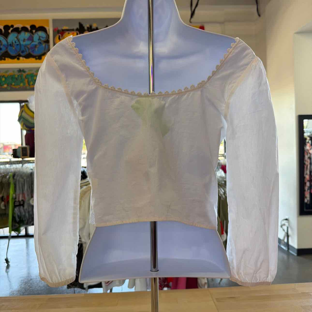 Self Esteem Juniors' Tie-Front Eyelet Top - White