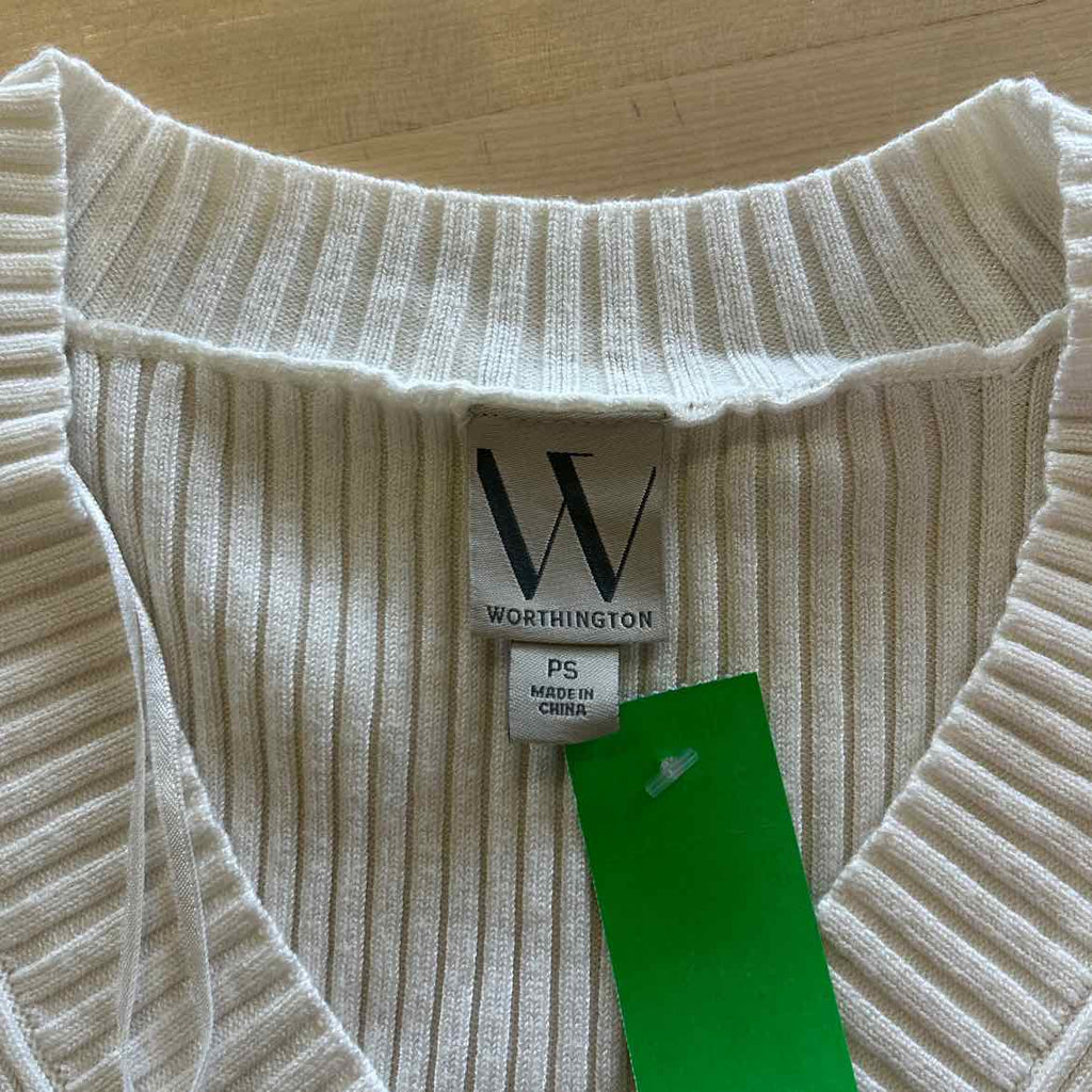 Worthington Size PS White Ribbed Preloved Blouse SS