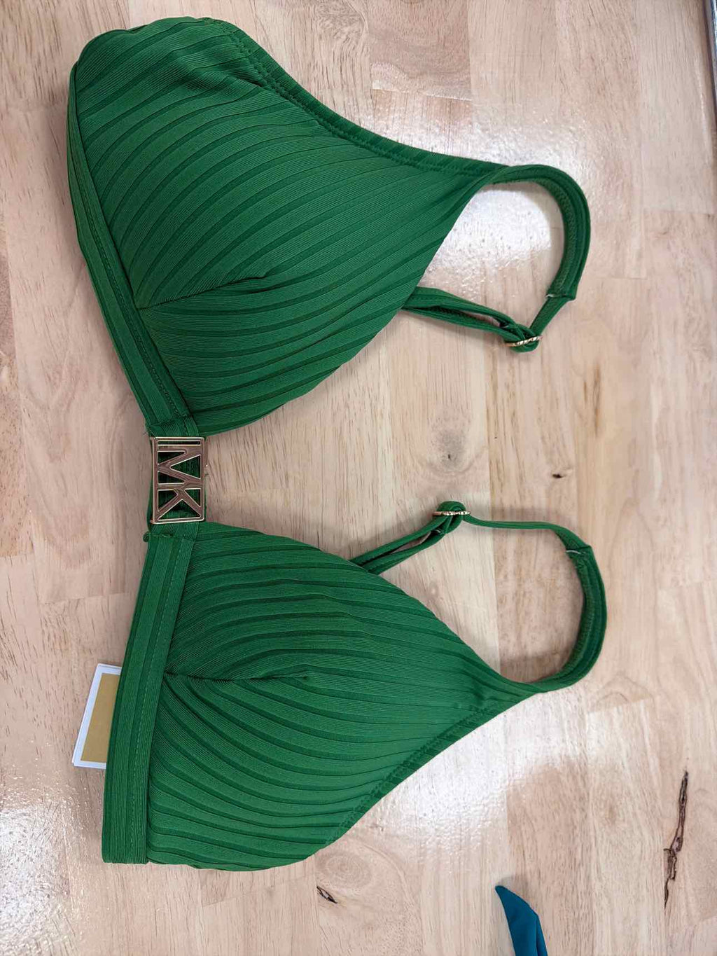 Michael Kors Size M Ribbed Hardware V-Neck Bikini Top
