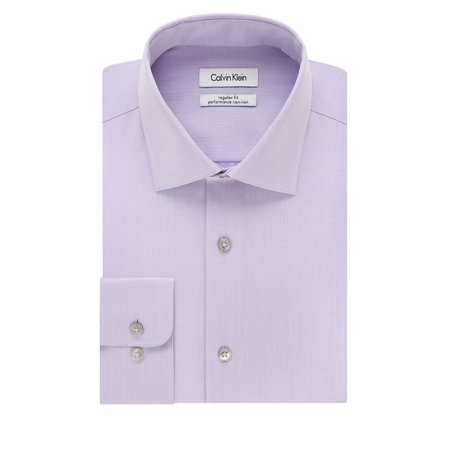Calvin Klein Men Regular Fit Non Iron Herringbone Spread Collar Dress Shirt