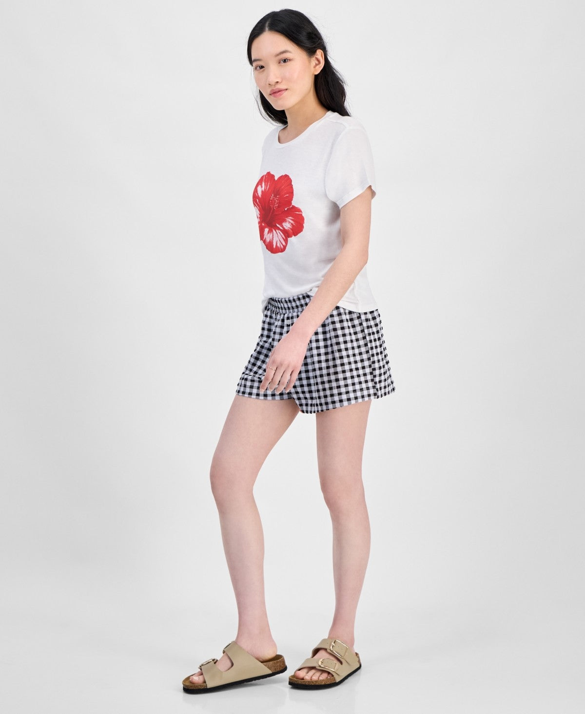 Planet Heart Juniors' Gingham Boxer Shorts - Black Beauty - XS