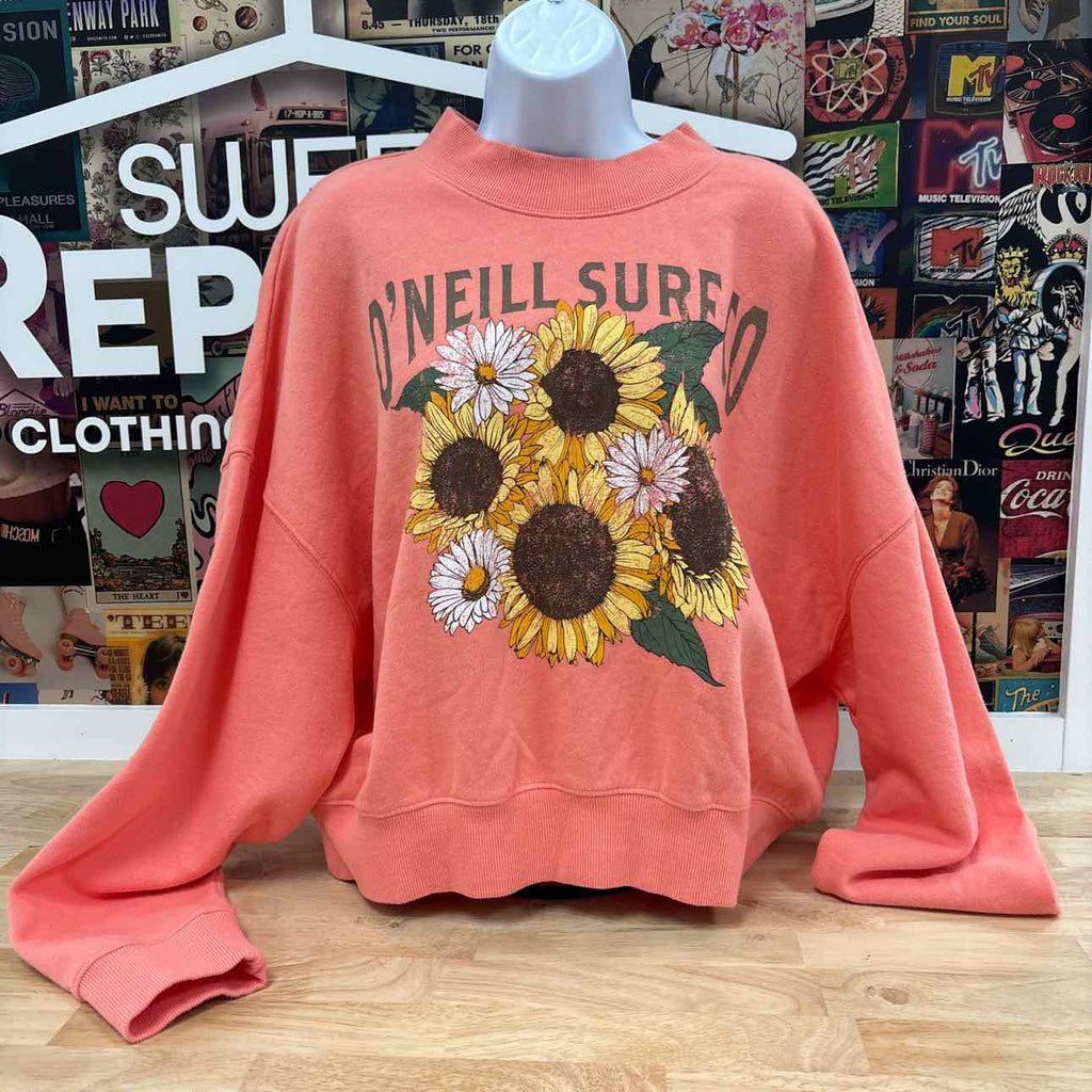 O'Neill Juniors' Moment Cropped Graphic-Print Sweatshirt - Burnt Coral